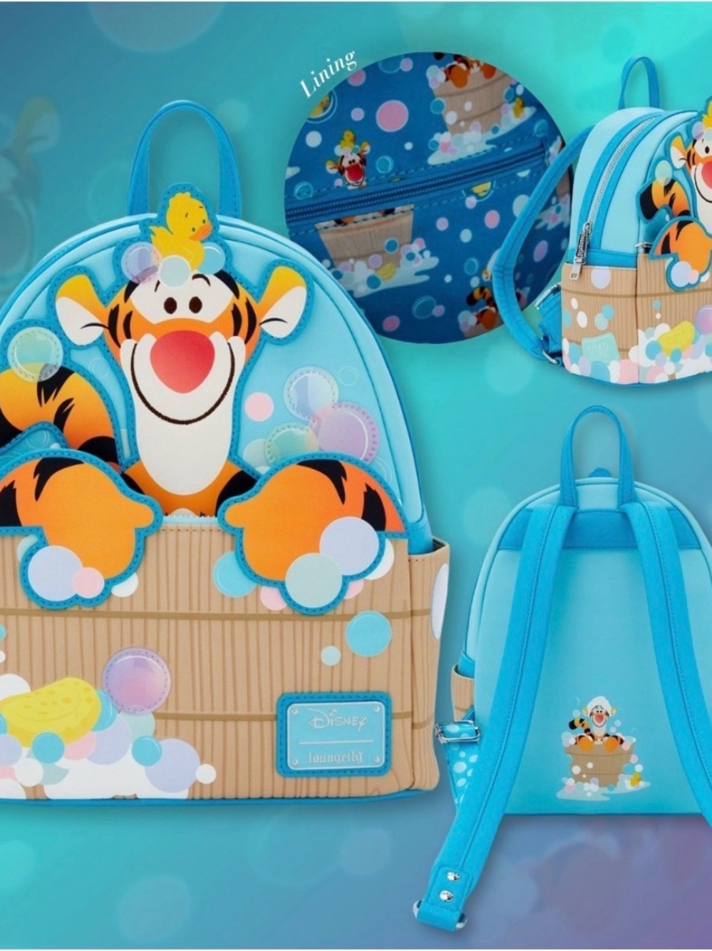 Loungefly Disney Tigger Bubble Bath Mini Backpack in Bright Blue and Orange